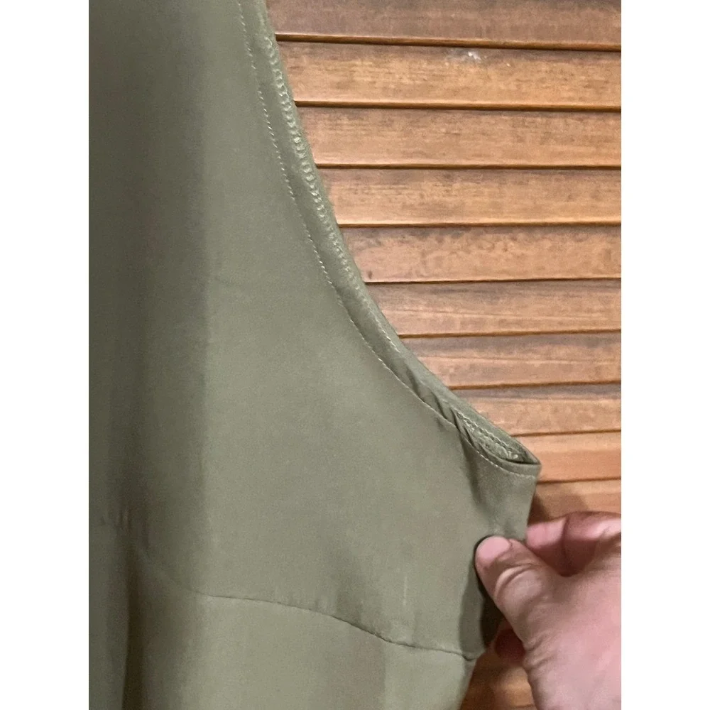 Womens Olive Green Wide Leg Overalls Jumpsuit 2X Cotton Blend Square Neck Pocket - Picture 7 of 8